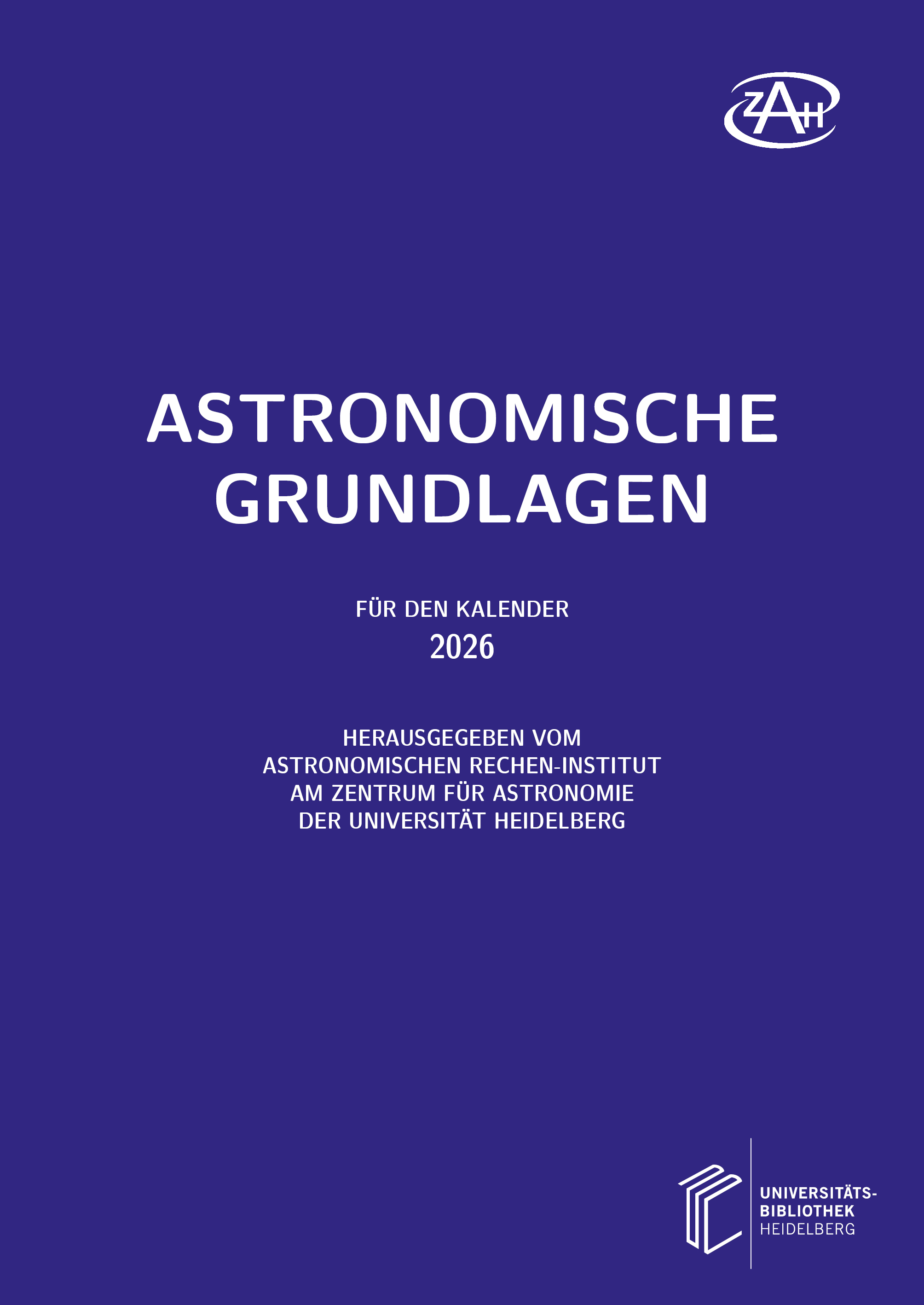 Titelseite Astronomische Grundlagen für den Kalender 2026